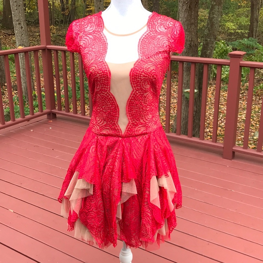 Nwt! Bcbgmaxazaria Sz 4, Rochelle Red Lace Dress
